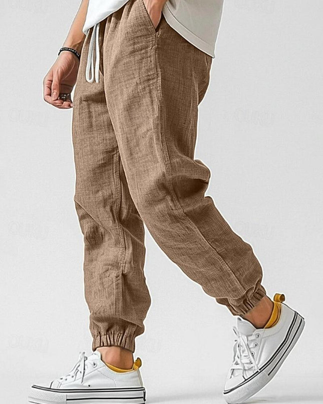 Caspian | Relaxed Linen Pants – Men's Drawstring Jogger Fit