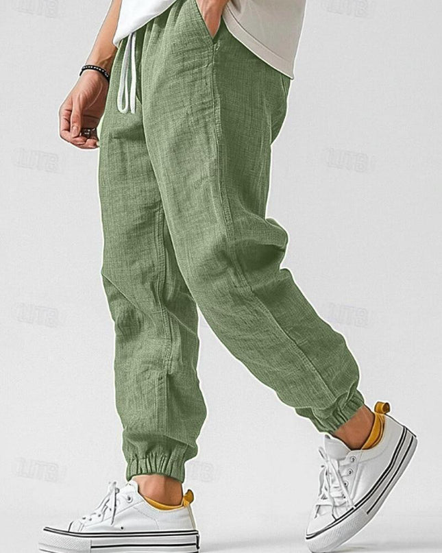Caspian | Relaxed Linen Pants – Men's Drawstring Jogger Fit