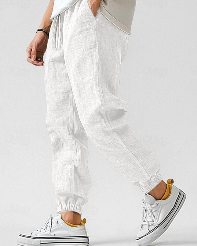 Caspian | Relaxed Linen Pants – Men's Drawstring Jogger Fit