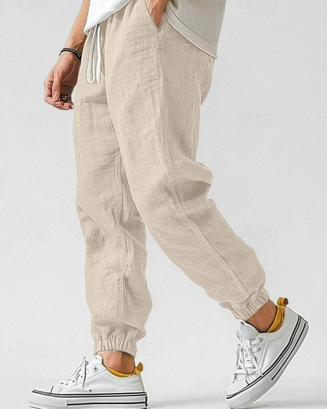 Caspian | Relaxed Linen Pants – Men's Drawstring Jogger Fit