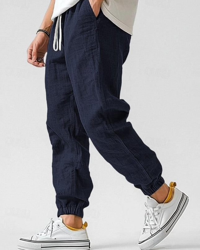 Caspian | Relaxed Linen Pants – Men's Drawstring Jogger Fit