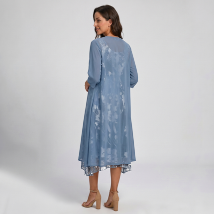 Celeste | Elegant Layered Midi Dress – Open Front Style