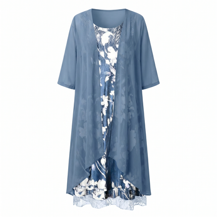 Celeste | Elegant Layered Midi Dress – Open Front Style
