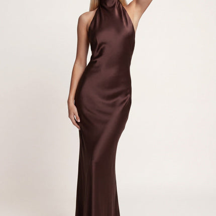Celeste | Elegant Maxi Dress – High Neck Column Silhouette