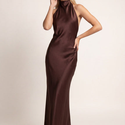 Celeste | Elegant Maxi Dress – High Neck Column Silhouette