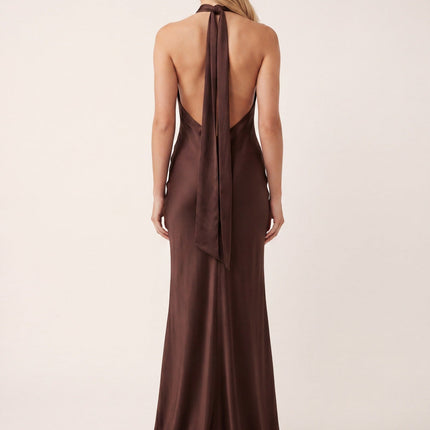 Celeste | Elegant Maxi Dress – High Neck Column Silhouette