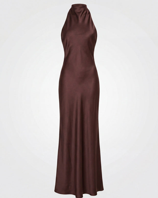 Celeste | Elegant Maxi Dress – High Neck Column Silhouette