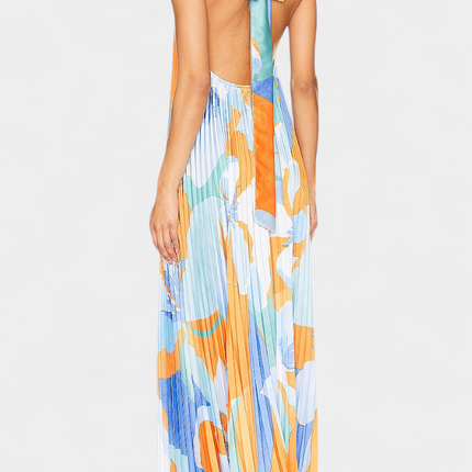 Celeste | Pleated Halter Neck Maxi Dress