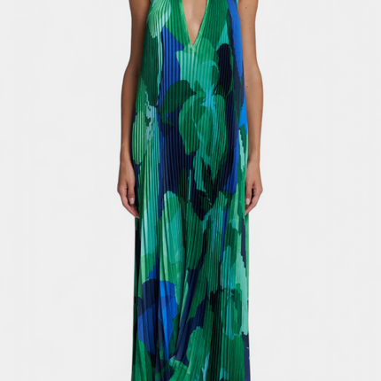 Celeste | Pleated Halter Neck Maxi Dress