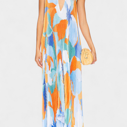Celeste | Pleated Halter Neck Maxi Dress