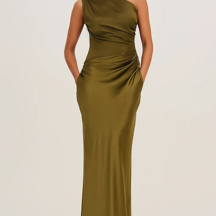 Celestine | Elegant Maxi Dress – One-Shoulder Ruched Evening Style
