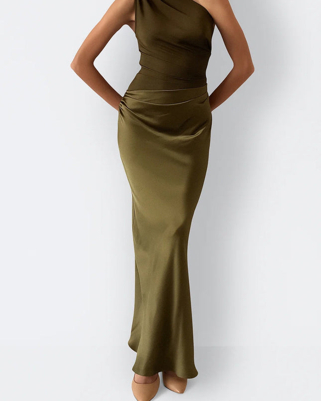 Celestine | Elegant Maxi Dress – One-Shoulder Ruched Evening Style