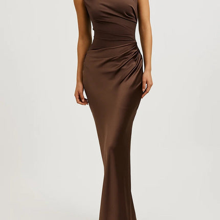 Celestine | Elegant Maxi Dress – One-Shoulder Ruched Evening Style