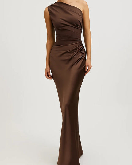 Celestine | Elegant Maxi Dress – One-Shoulder Ruched Evening Style