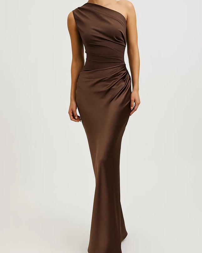 Celestine | Elegant Maxi Dress – One-Shoulder Ruched Evening Style