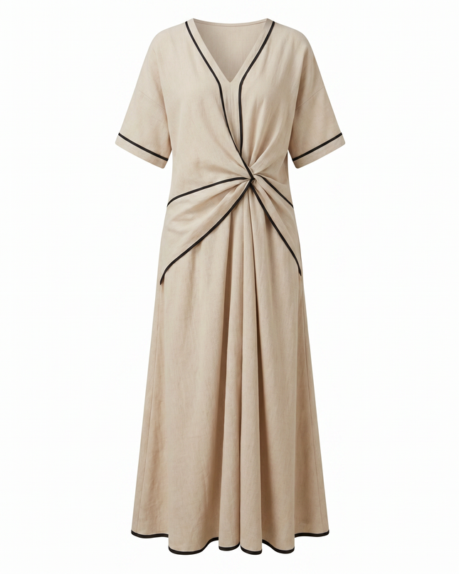Celina | Effortless Maxi Dress – Twist Front V-Neck