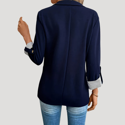 Charlotte | Tailored Lapel Blazer – Roll-Up Sleeve Casual Style