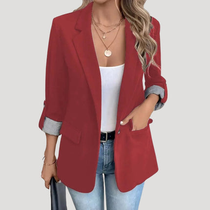 Charlotte | Tailored Lapel Blazer – Roll-Up Sleeve Casual Style