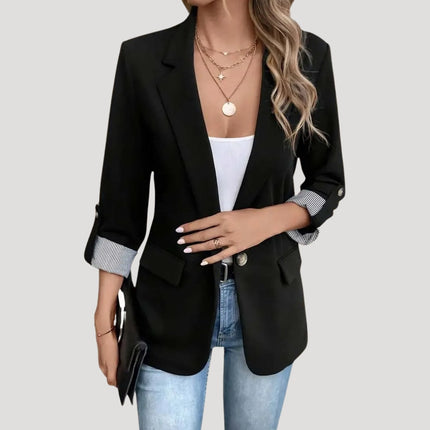 Charlotte | Tailored Lapel Blazer – Roll-Up Sleeve Casual Style