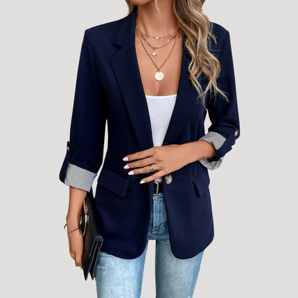 Charlotte | Tailored Lapel Blazer – Roll-Up Sleeve Casual Style
