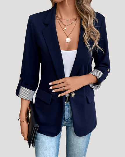 Charlotte | Tailored Lapel Blazer – Roll-Up Sleeve Casual Style