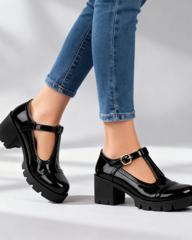 Christina | Women's T-Strap Block Heel Mary Jane Shoes