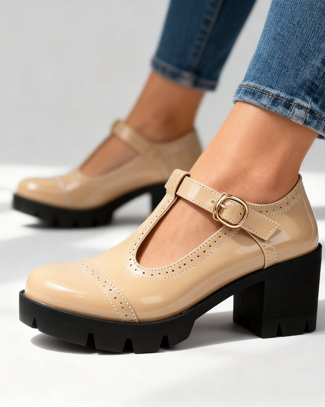 Christina | Women's T-Strap Block Heel Mary Jane Shoes