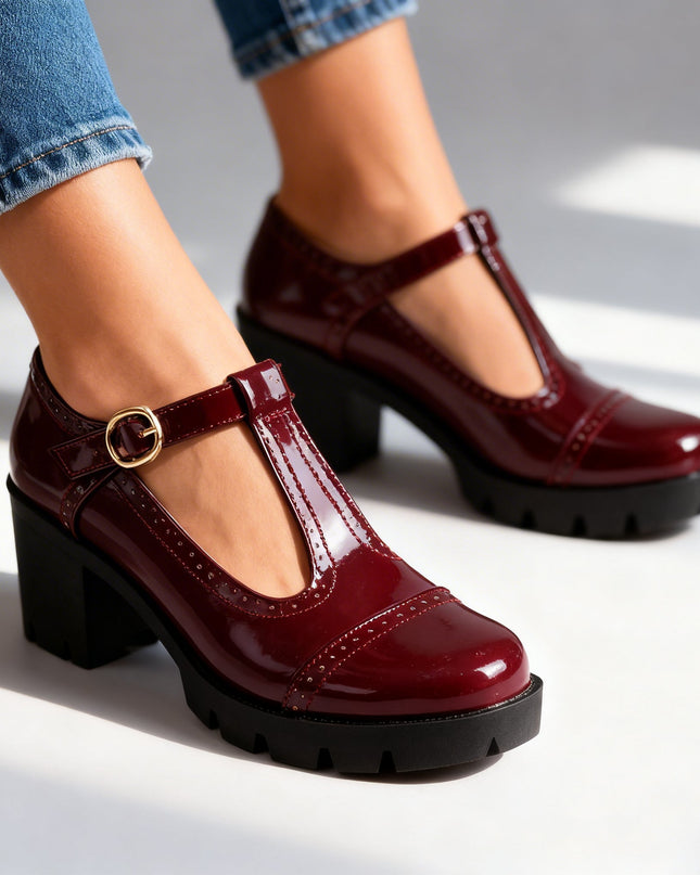 Christina | Women's T-Strap Block Heel Mary Jane Shoes