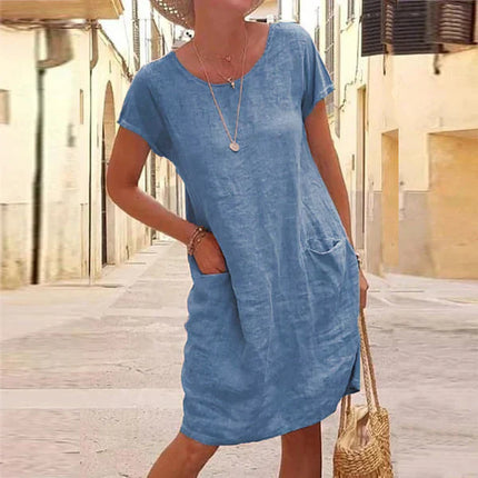 Colette | Relaxed Linen Dress – Pocket Midi Style