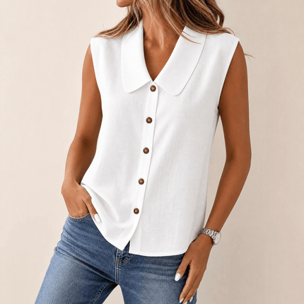 Coralie | Polished Women's Top – Sleeveless Button-Up Style