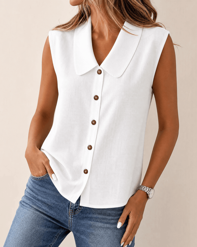 Coralie | Polished Women's Top – Sleeveless Button-Up Style
