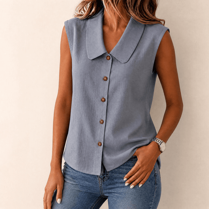 Coralie | Polished Women's Top – Sleeveless Button-Up Style