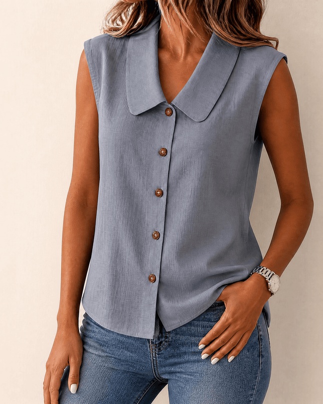 Coralie | Polished Women's Top – Sleeveless Button-Up Style