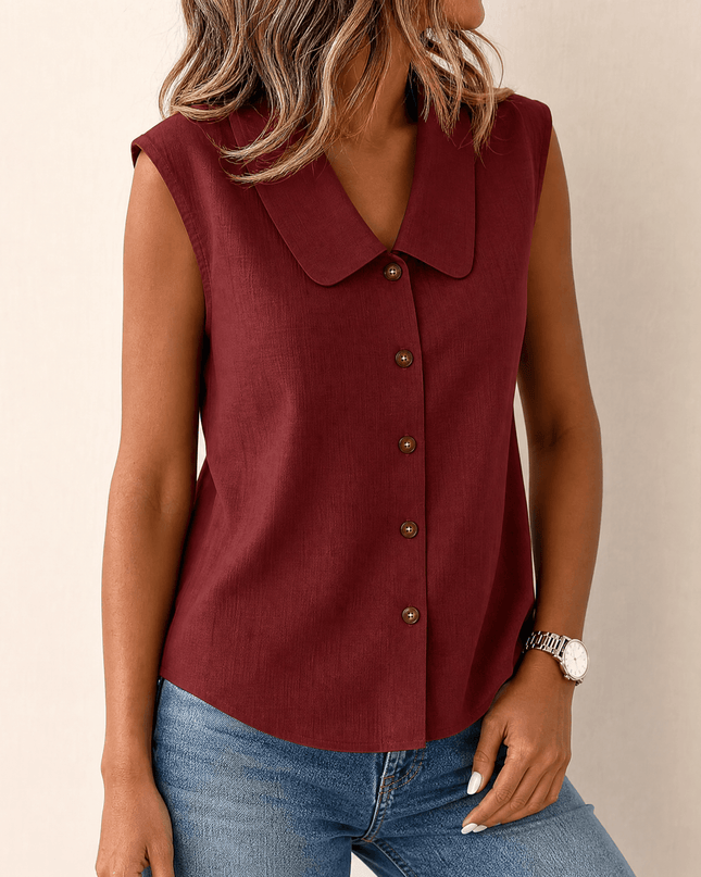 Coralie | Polished Women's Top – Sleeveless Button-Up Style