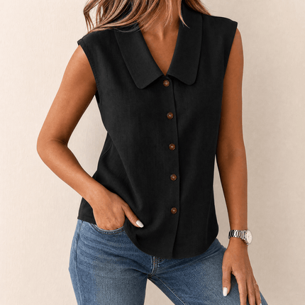 Coralie | Polished Women's Top – Sleeveless Button-Up Style