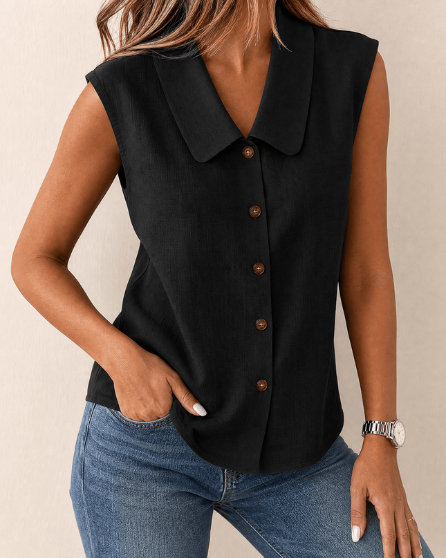 Coralie | Polished Women's Top – Sleeveless Button-Up Style