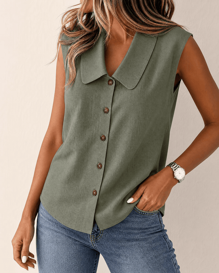 Coralie | Polished Women's Top – Sleeveless Button-Up Style