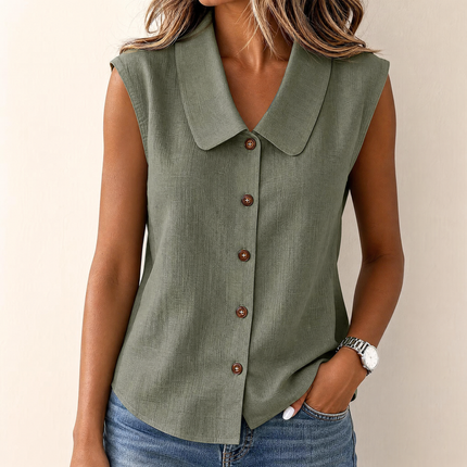 Coralie | Polished Women's Top – Sleeveless Button-Up Style