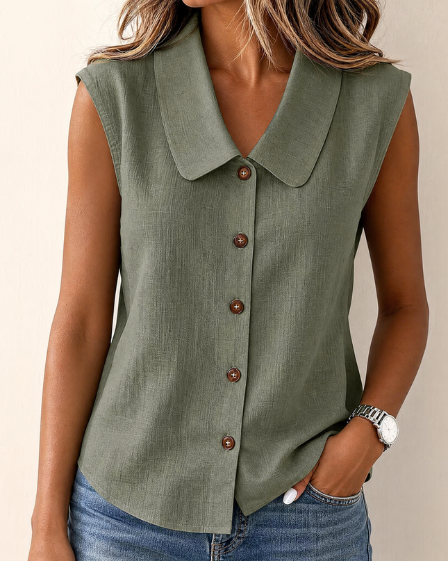 Coralie | Polished Women's Top – Sleeveless Button-Up Style