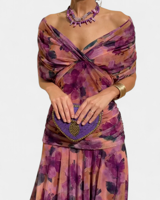Cressida | Refined Midi Dress – Off-Shoulder Ruched Evening Style