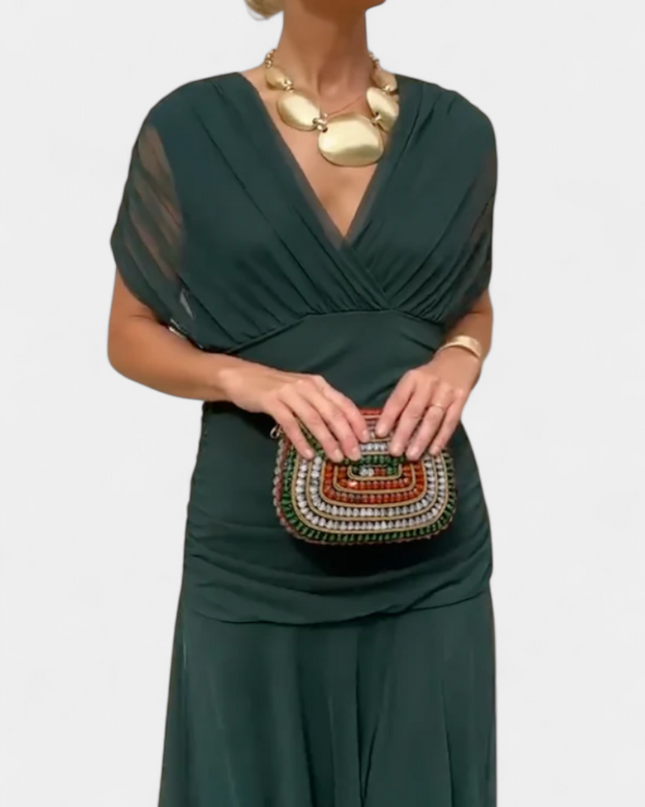 Cressida | Refined Midi Dress – Off-Shoulder Ruched Evening Style