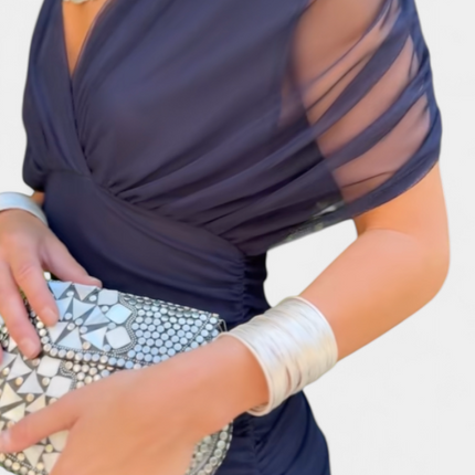 Cressida | Refined Midi Dress – Off-Shoulder Ruched Evening Style