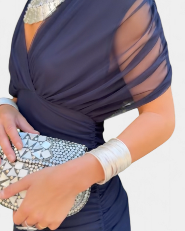 Cressida | Refined Midi Dress – Off-Shoulder Ruched Evening Style