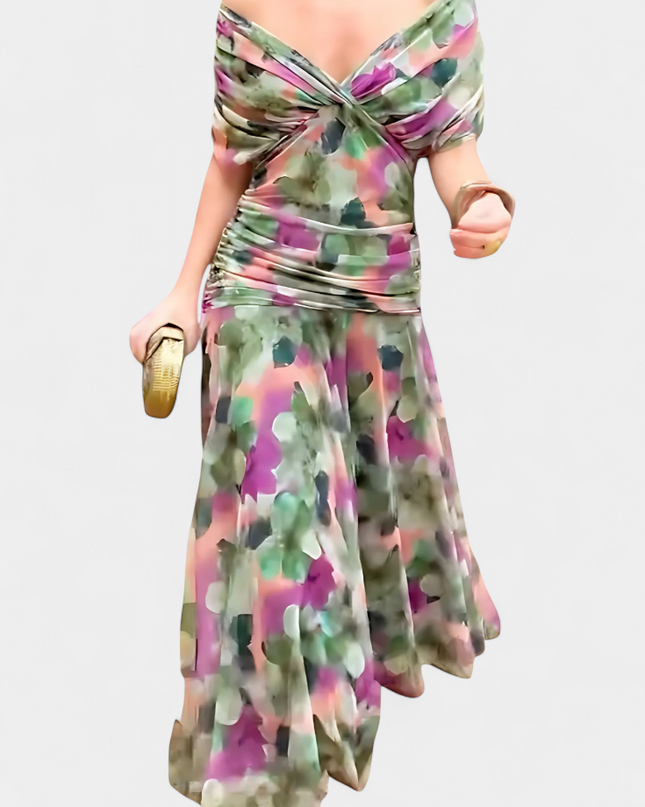Cressida | Refined Midi Dress – Off-Shoulder Ruched Evening Style
