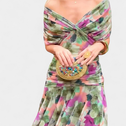 Cressida | Refined Midi Dress – Off-Shoulder Ruched Evening Style