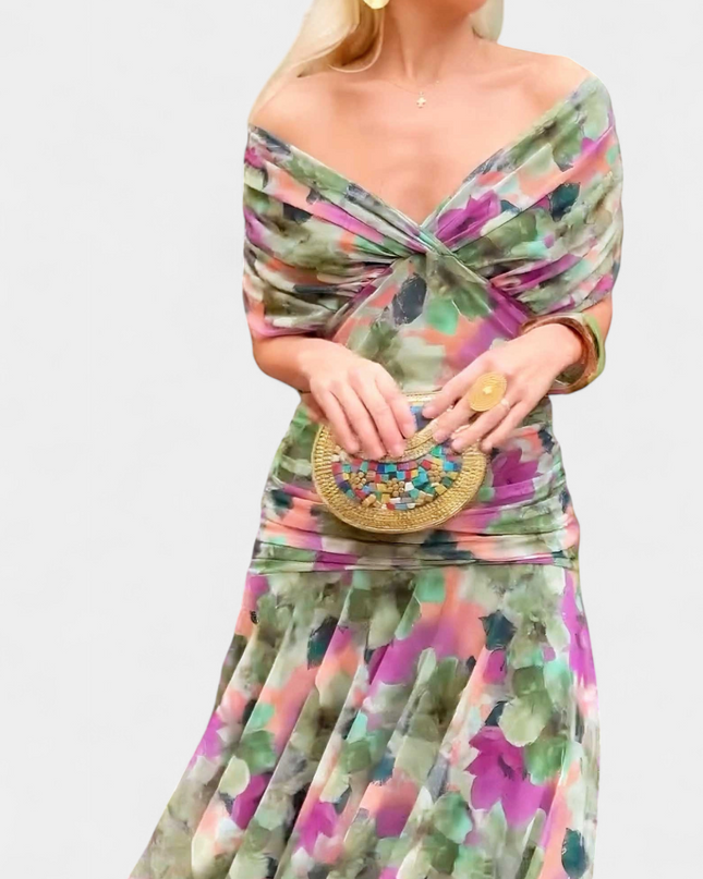 Cressida | Refined Midi Dress – Off-Shoulder Ruched Evening Style