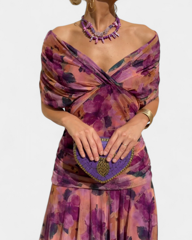 Cressida | Refined Midi Dress – Off-Shoulder Ruched Evening Style
