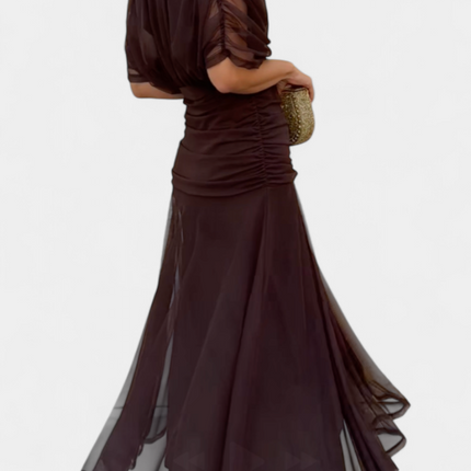 Cressida | Refined Midi Dress – Off-Shoulder Ruched Evening Style