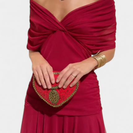 Cressida | Refined Midi Dress – Off-Shoulder Ruched Evening Style