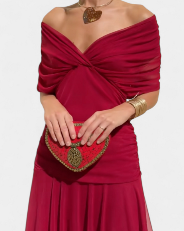 Cressida | Refined Midi Dress – Off-Shoulder Ruched Evening Style